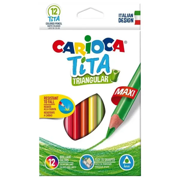 Carioca Tita Üçgen 12'li Jumbo Kuru Boya Seti