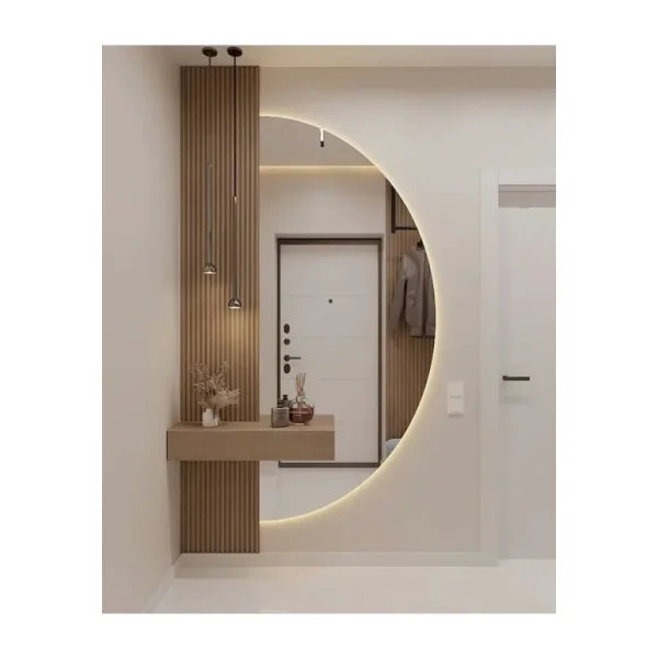 CG HOME Ledli Ayna, Yarımay Ayna, Dekoratif Ayna, Duvar Aynası, Konsol Aynası, Holl Aynası, Günışığı Led
