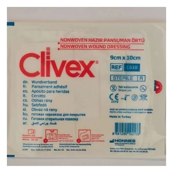 CLIVEX PAD STERİL NONWOVEN YARA ÖRTÜSÜ 9CMX10CM C610 CLiVEX
