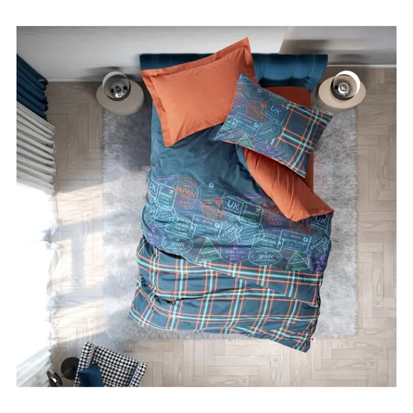 Cotton Box Pleds Tarçın Lastikli Çarşaflı Tek Kişilik Nevresim Takımı