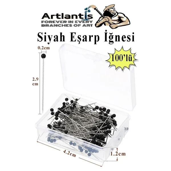 Eşarp İğnesi Siyah 100 Lü 1 Paket Türban İğnesi Başörtüsü Toplu İğne Şal Düğün Nikah Nişan Kına Sünnet Takı İğnesi