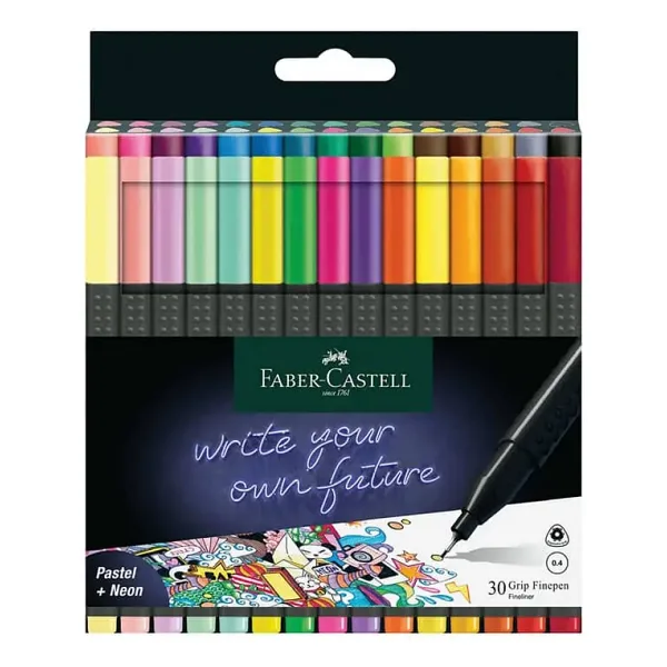Faber-Castell Grip 0.4 mm 30'lu Fineliner Keçeli Kalem Seti