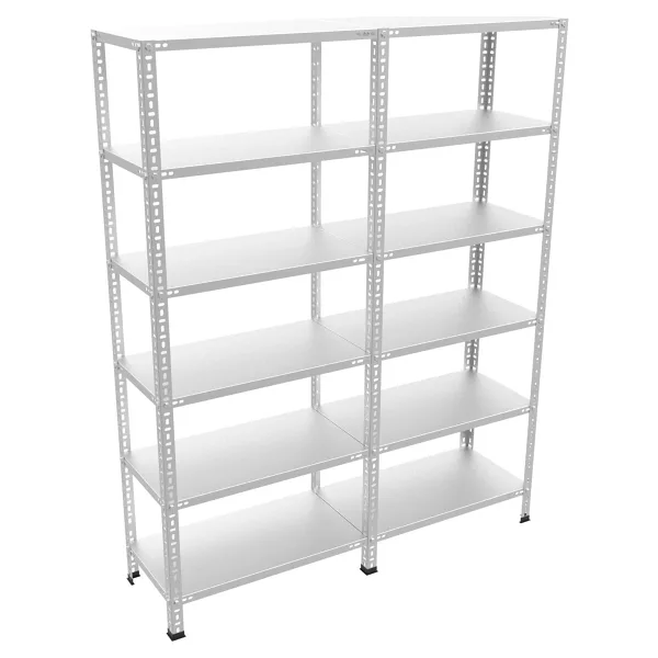 Galvanizraf 6 Katlı Duble 2 Li Galvaniz Çelik Raf Arşiv Depo Kiler Rafı 31X120X200