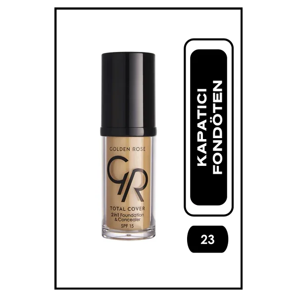 Golden Rose Total Cover 2 in 1 SPF 15 23 Medium Yellow Beige 30 ml Fondöten & Kapatıcı