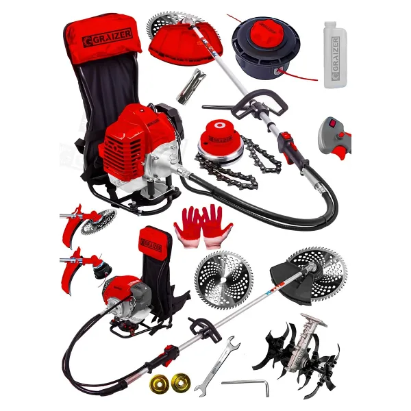 Graizer Alman 20 hp Çelik Piston Sırt Tipi Benzinli Motorlu Ot Çalı Tırpanı Çim Biçme Makinesi Tirpan + Çapa