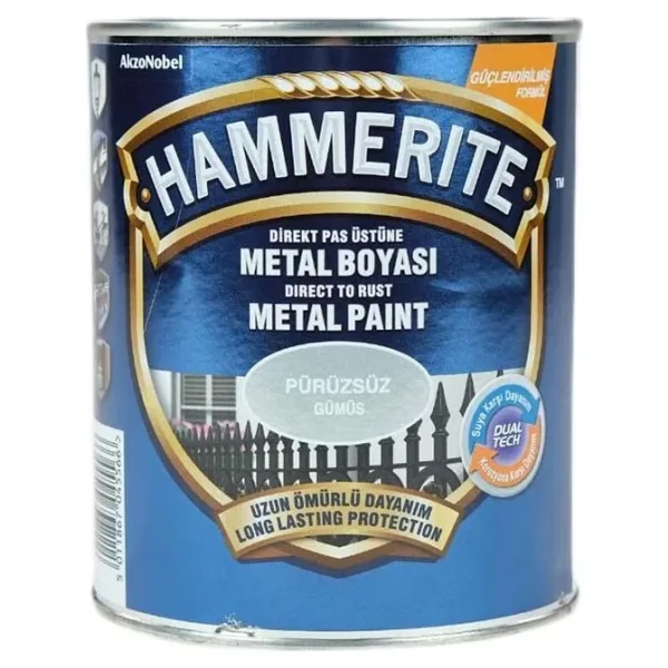 Hammerite Pas Üstü Metal Boyası Düz Gümüş 2,5Lt