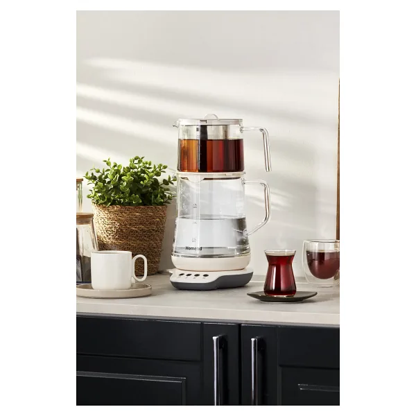 Homend Royaltea 1749H Beyaz 1800 W Cam Çay Makinesi