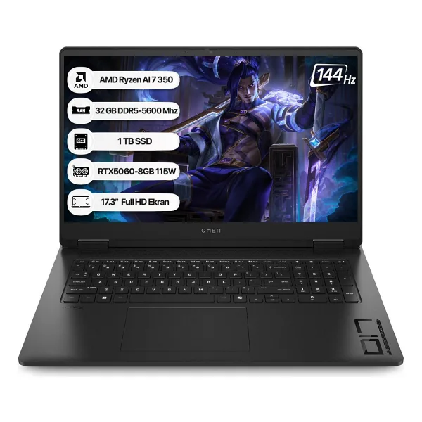 HP Omen 17-DB1012NT C2EZ2EA Ryzen AI 7 350 32 GB 1 TB SSD RTX5060 17.3" Full HD Gaming Laptop