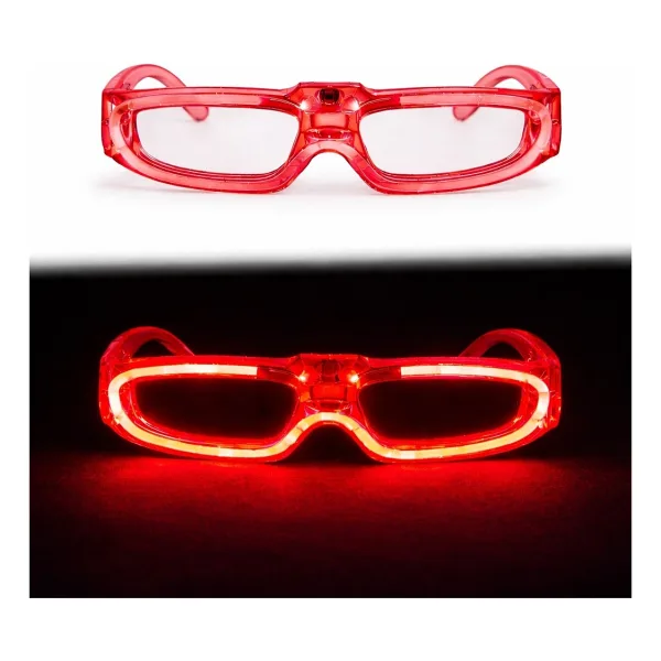 Kırmızı Led Işıklı Parti Gözlüğü 3 Modlu - Glow Gece Eğlence Gözlüğü