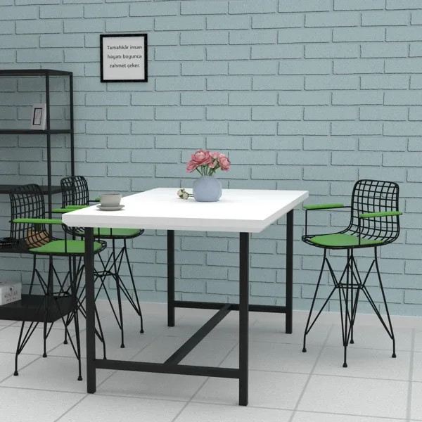 Knsz Ufak Boy Tel Bar Sandalyesi 1 Li Uslu Syhyşl Kolçaklı 55 Cm Oturma Yüksekliği Mutfak Bahçe Cafe Ofis