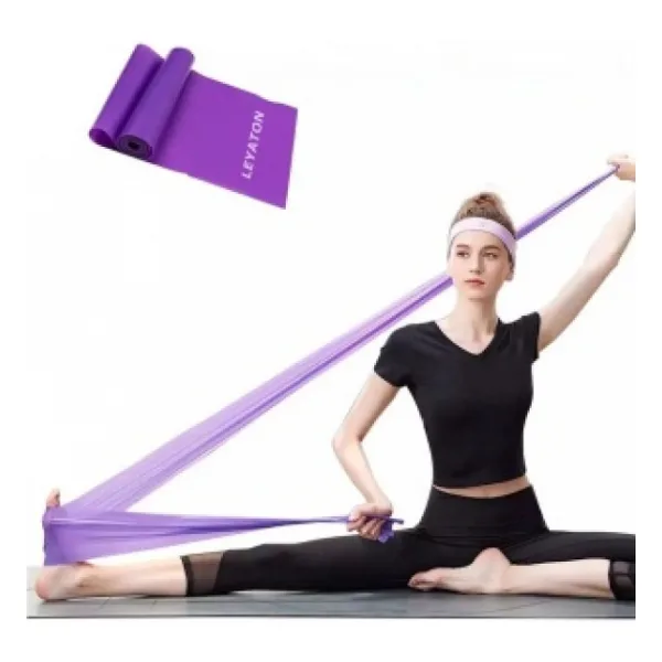 Leyaton Pilates Bandı Jimnastik Plates Lastiği 150x15 Cm Egzersiz Aerobik Bant 1 Adet Mor