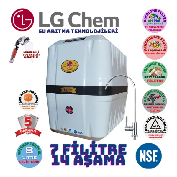 Lg Chem Cool Beyaz Siyah 8 Litre 7 Filtre 14 Aşama Su Arıtma Cihazı