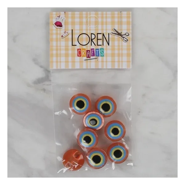 Loren Crafts Turuncu 8 Li Nazar Boncuğu Düğme - 16