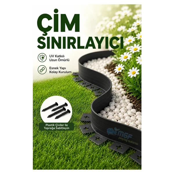 Mgf Plast Mgf Çim Ayırıcı / Sınırlandırıcı Plastik Ayraç 25 Metre - Siyah