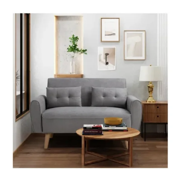 Mini Kanepe, Minimalist Kanepe, 120 cm Koltuk, Kompakt Kanepe - Gri