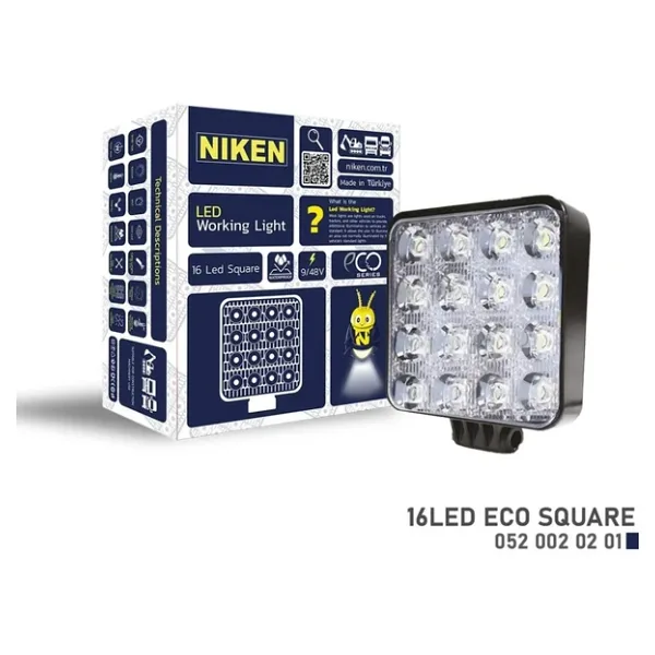 Nıken 16 Led Eco Kare Çalışma Lambası