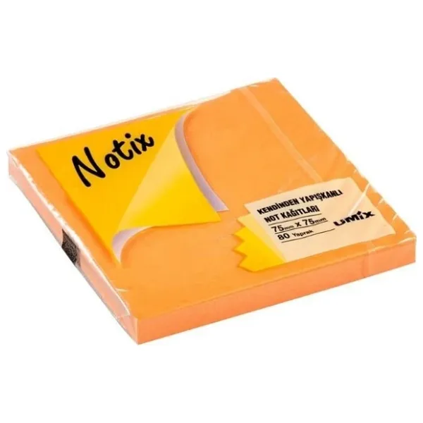 Notix Yapışkanlı Not Kağıdı Neon Turuncu 75 Mm X 75 Mm 80 Yaprak