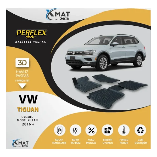 Perflex Paspas 3D Havuzlu X-Mat Tıguan 2016+