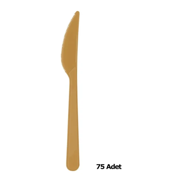 Plastik Gold Altın Renkli Lüx Parti Doğum Günü Bıçak - 18 Cm. - 25 Adetlik 3 Paket