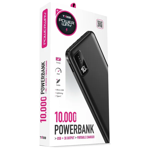 Powerway TX109 Siyah 10000 mAh Powerbank