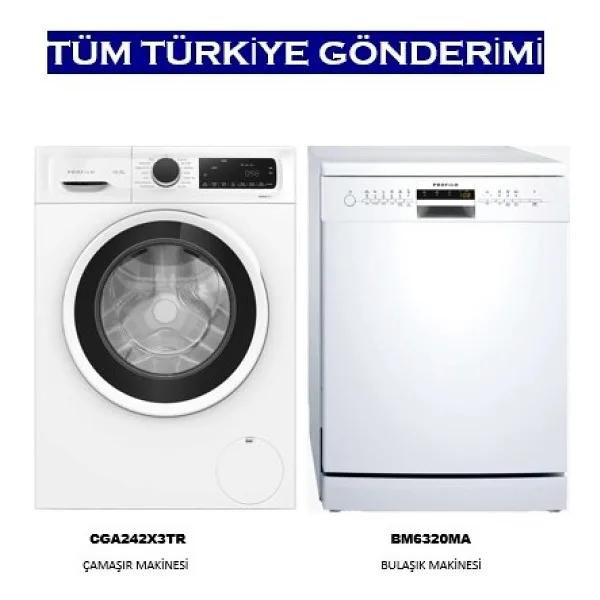 Profilo 2 Li Set 9kg 1200 Devir Çamaşır Makinesi CGA242X3TR ve Bulaşık Makinesi ( 13 Kişilik 6 Programlı) BM6320MA