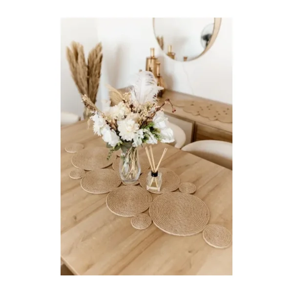 Rope Decor 100x40cm Jüt Hasır Mutfak Ve Salon Masa Örtüsü Runner Amerikan Servis