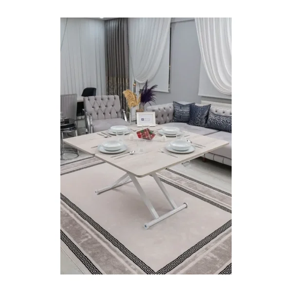 SEHPAM AKILLI Akıllı Sehpa Home Üst Tabla Mdf Lizbon Alt Mekanizma Beyaz Renk