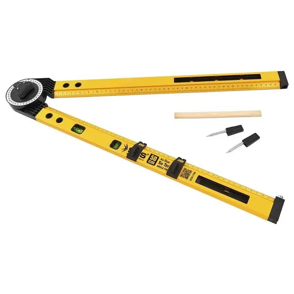 Sgs1708 Alüminyum Gövdeli Gönye Açı Ölçer Su Terazisi 50 Cm