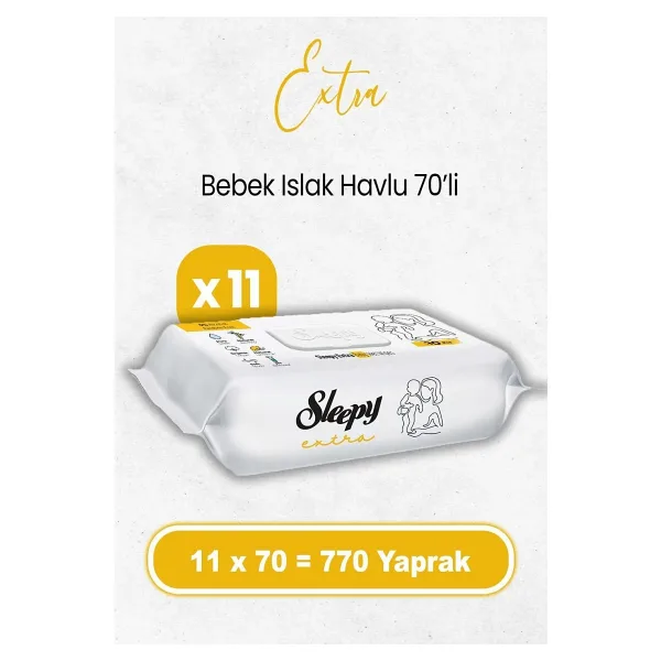 Sleepy Extra 70 Yaprak 11'li Paket Islak Bebek Havlusu