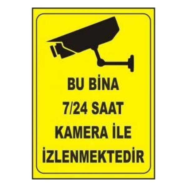 SÖNSAN Sonsan Uyarı Levhaları "bu Bina 7/24 Saat Kamera Ile Izlenmektedir" Pvc 25x35