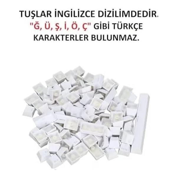 SPELT 108 Tuş Universal Renkli Mekanik Klavye Tuş Takımı Kapağı Keycap Beyaz İngilizce Dizilimli