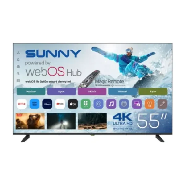 Sunny SN55QUPRL-W02M 4K Ultra HD 55" 140 Ekran Uydu Alıcılı webOS Smart QLED TV