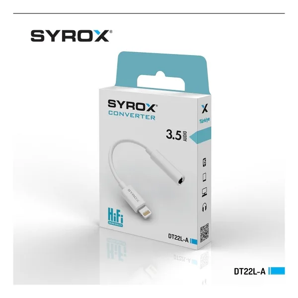 Syrox DT22L-A Lightning to 3.5mm OTG Kablo