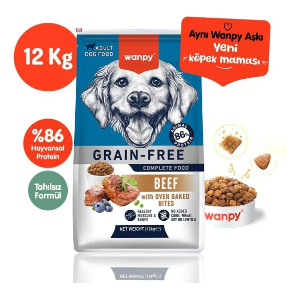 Wanpy Tahılsız Sığır Etli 12 kg Yetişkin Köpek Maması