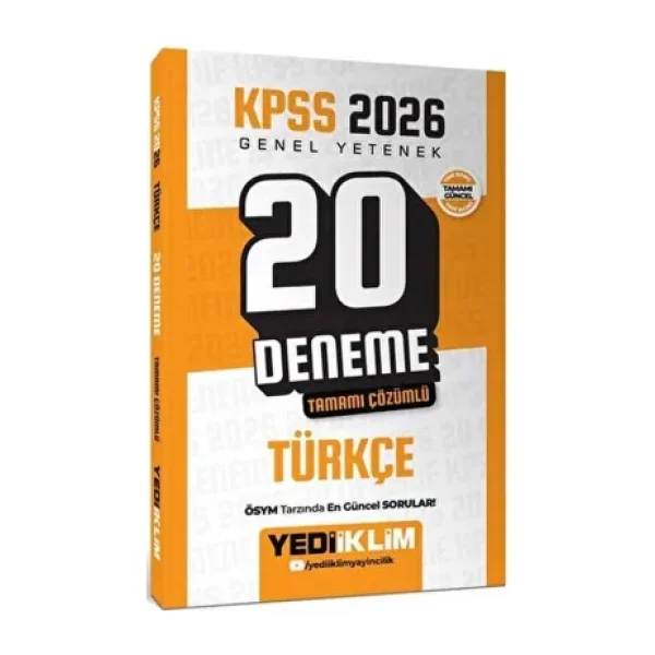 Yediiklim Yayınları 2026 KPSS Genel Yetenek Türkçe Tamamı Çözümlü 20 Deneme