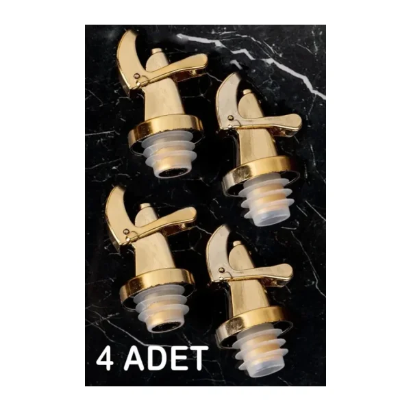 4 Adet Damlatmaz Yağdanlıklık Sirkelik Şişe Ucu Kapağı Tıpası Gold