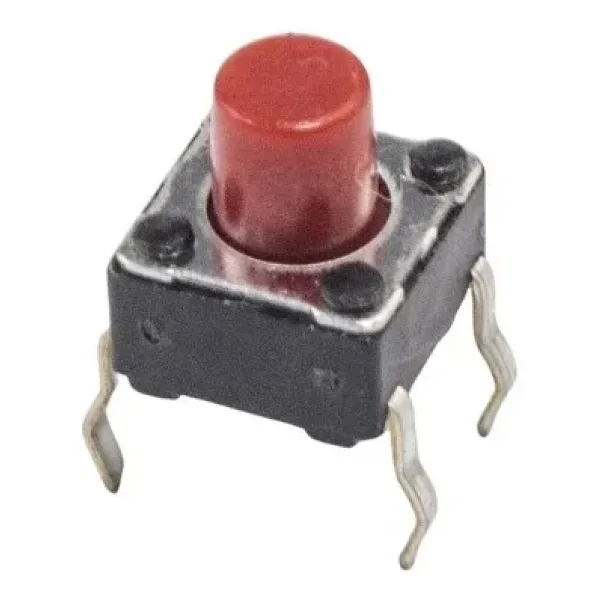6x6x7mm 4 Pinli Kırmızı Push Buton - Tact Switch