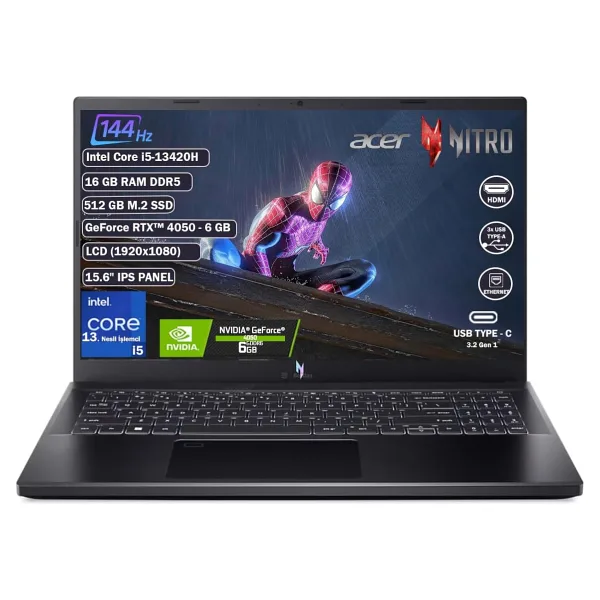 Acer Nitro V 15 ANV15-51-57XV NH.QNBEY.004 i5-13420H 16 GB 512 GB SSD RTX4050 15.6" Full HD Gaming Laptop