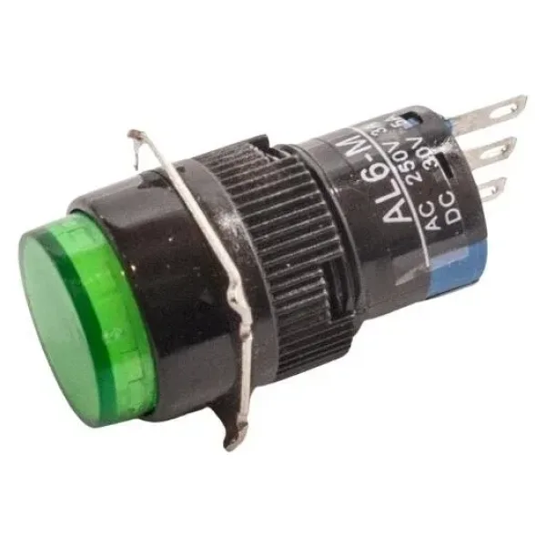AL6-M 16mm 30V Yeşil Yaylı Buton
