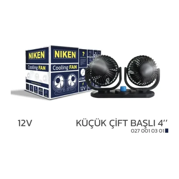 Araç Içi Vantilatör Küçük Çift Başlı 12v 4 İnç Üniversal Niken