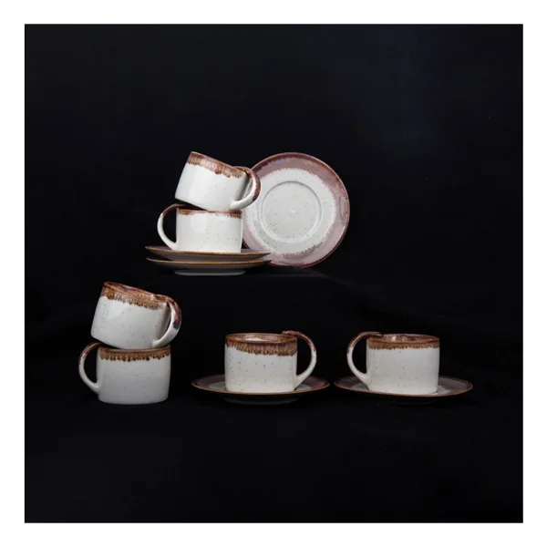 Aryıldız Milano 6 Kişilik Desenli Seramik Kahve Fincan Takımı 80 ml 12 Parçalı Set