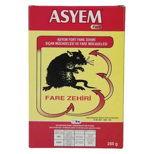 Asyem Kırık Buğday Fare ve Sıçanlara Karşı Zehir 250gr