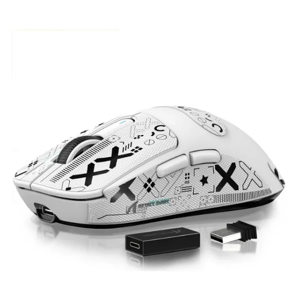 Attack Shark X3 Pro Beyaz Şarjlı Makrolu Ergonomik Optik Kablosuz Oyuncu Mouse