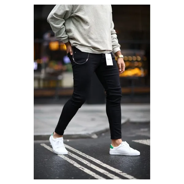 Avcı Erkek Slimfit Likralı Esnek Siyah Kot Pantalon Class-01