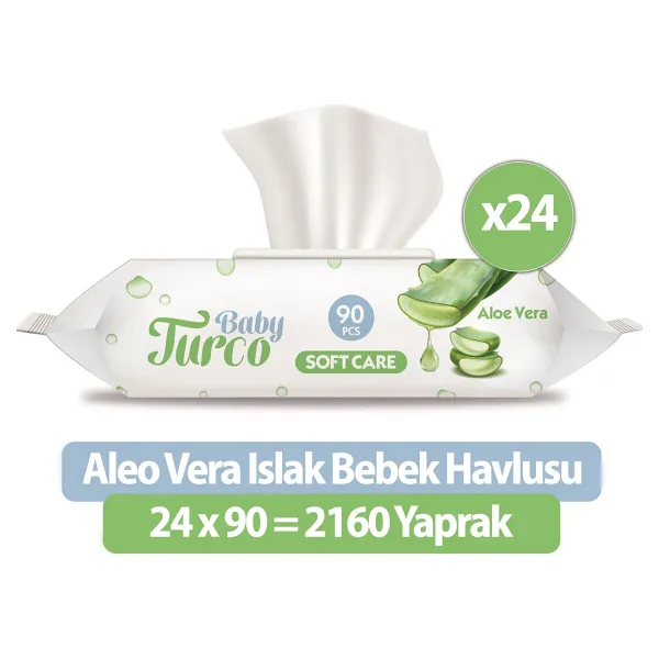 Baby Turco Softcare Aloe Vera 90 Yaprak 24'lü Paket Islak Bebek Havlusu