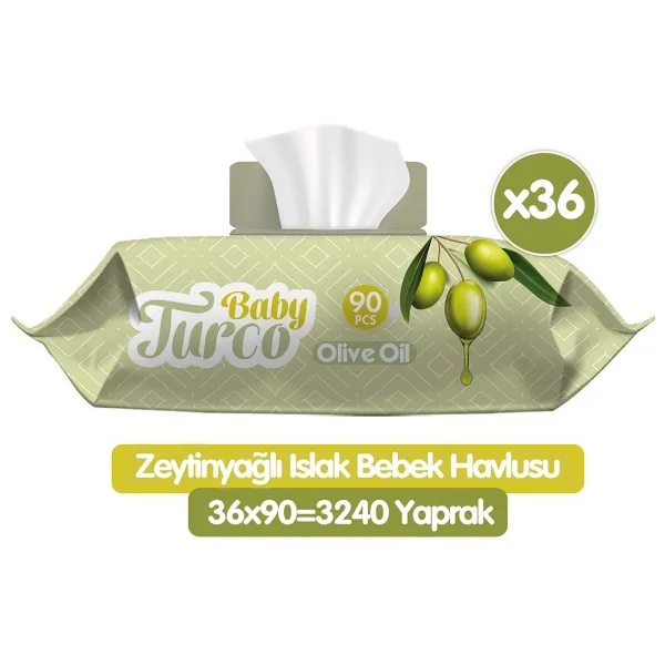 Baby Turco Zeytinyağlı 90 Yaprak 36'lı Paket Islak Bebek Havlusu
