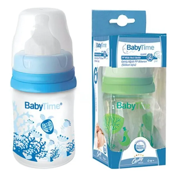 BabyTime BT075 Geniş Ağızlı Silikon Uçlu 250 ml PP Biberon