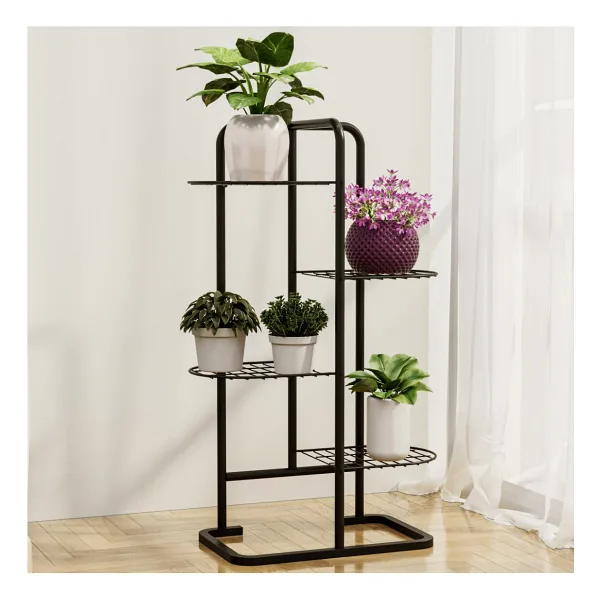 Bino 4 Katlı Metal Çiçeklik Dekoratif Lüks Bahçe Mobilyası Bahçe Balkon Rafı