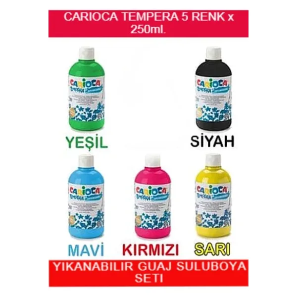 Carioca Tempera Süper Yıkanabilir 250 ml 5 Renk Boya