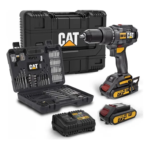 Cat DX12SET 18 V 2 Ah Çift Akülü Darbeli Matkap + DA01903 201 Parça Uç Seti